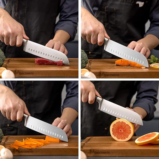 SteelSharp 7-Inch Santoku Knife - Precision German Steel with Pakka Wood Handle