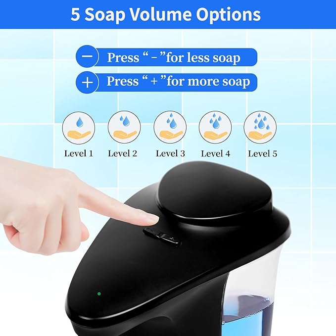 FKWin Touchless Soap Dispenser with 5-Level Control, 17oz