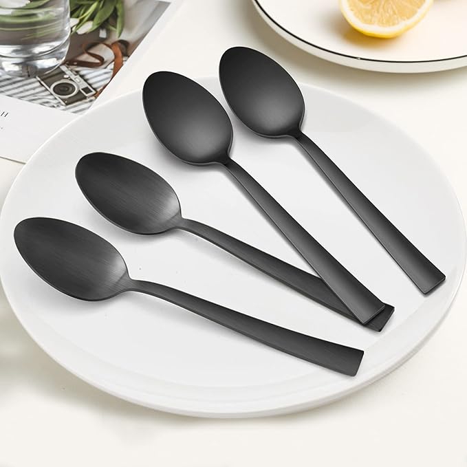 Matte Black 12-Piece Dinner Spoons Set