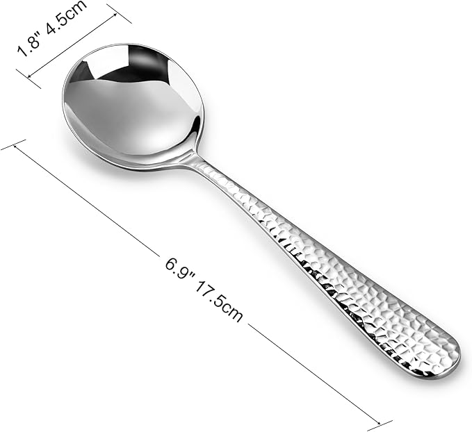 KEAWELL Elegant Hammered 4-Piece Stainless Steel Spoon Set