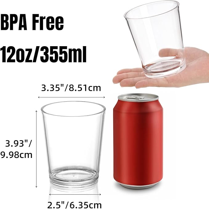 Acrylic 12 Oz Tumbler Set - Unbreakable and Reusable Cups