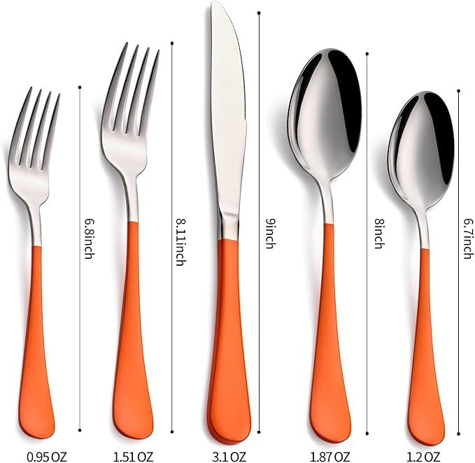 20-Piece Orange Stainless Steel Flatware
