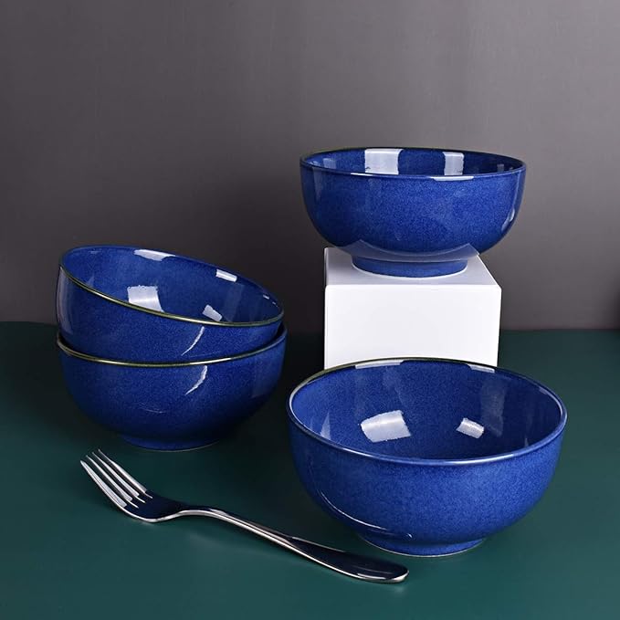 Bosmarlin Royal Blue Ceramic Bowls 24oz - Set of 4