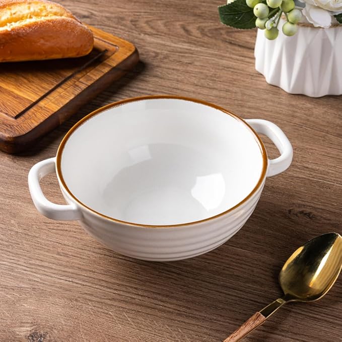GBHOME 24 OZ Double-Handled Ceramic Soup Bowls