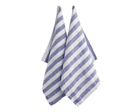 Blue Stripe French Linen Dish Towels - Set of 2
