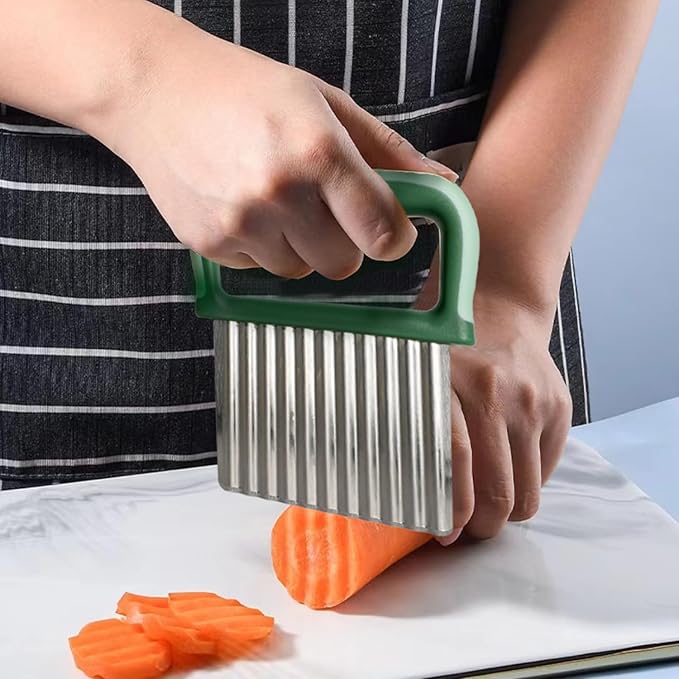 Stainless Crinkle Veggie Cutter - Wave Chopper with Handle