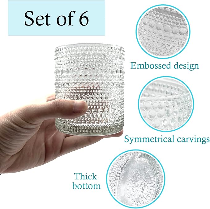 Vintage Hobnail 6-Piece Glass Set 13 oz