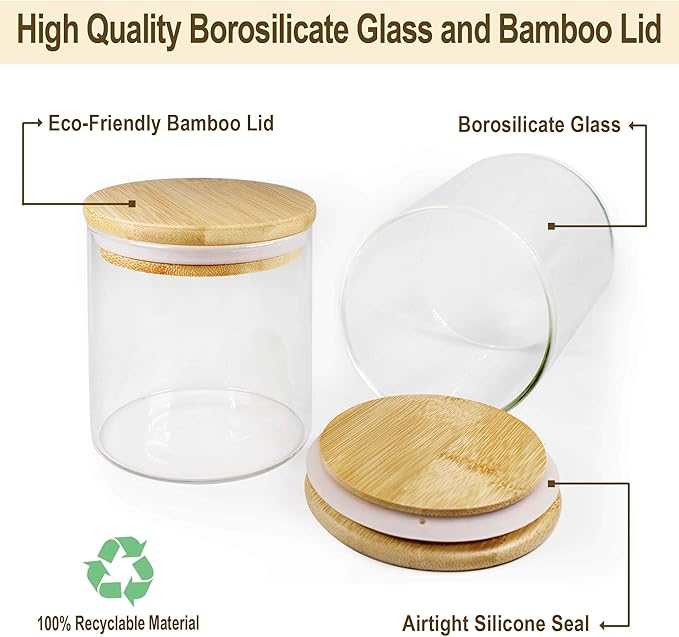 EcoEvo Bamboo-Lid Glass Storage Jars (16oz 9-Pack)