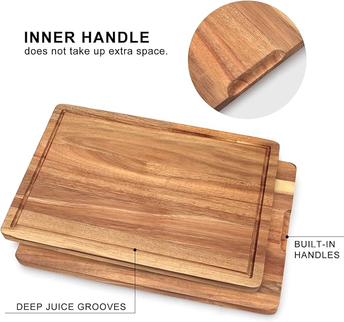 Acacia Wood 3-Piece Cutting Board Set