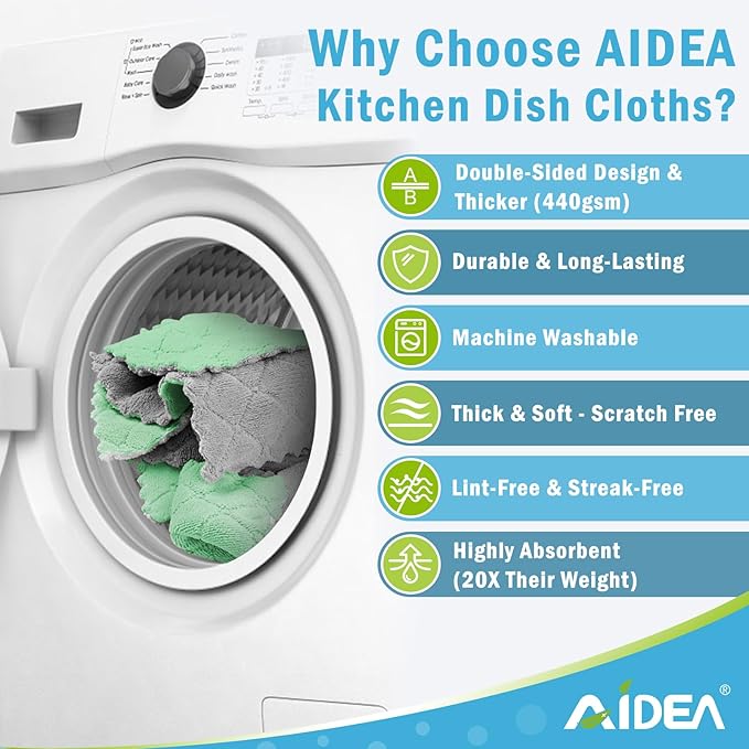 AIDEA Absorbent Microfiber Dishcloths 12 Pack