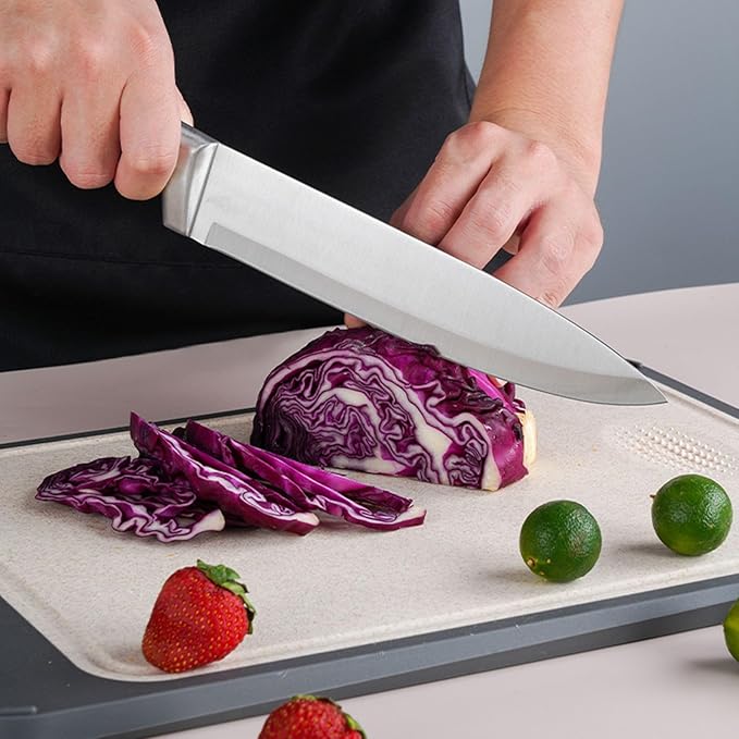 Retrosohoo 9-Piece Elegant White Chef Knives Set with Sharpener and Stand