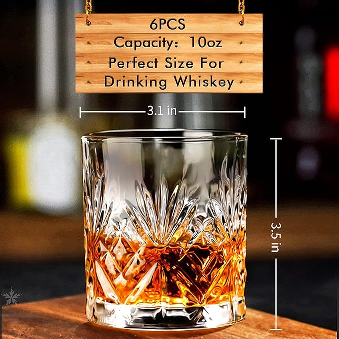 Classic Whiskey Rocks Glasses Set for Men - 10 oz, 4-Pack with Gift Box