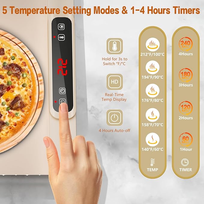 HeatMat Pro Food Warmer - Adjustable Temperature & Timer