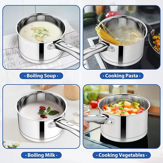 TeamFar 3qt Tri-ply Stainless Steel Saucepan