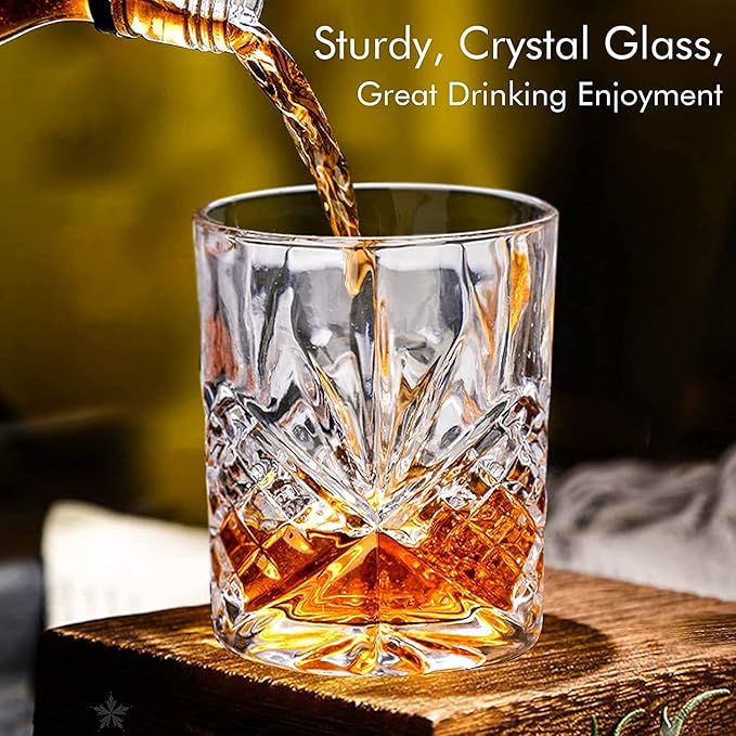 Classic Whiskey Rocks Glasses Set for Men - 10 oz, 4-Pack with Gift Box
