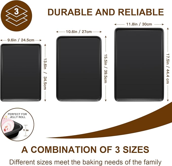 Tri-Pack Nonstick Baking Sheets: Durable, Easy-Clean & Multi-Size