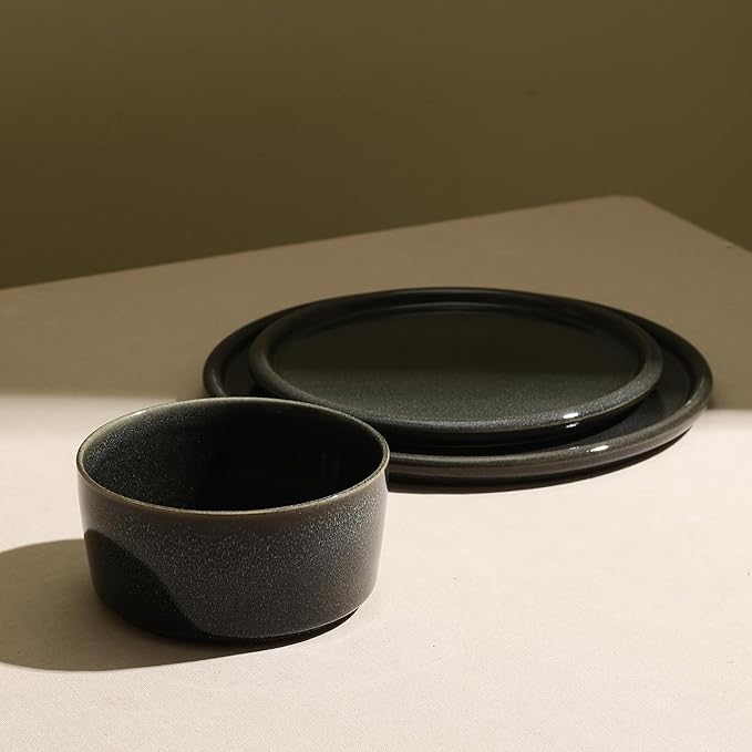 Eden Charcoal 12-Piece Stoneware Dinner Set