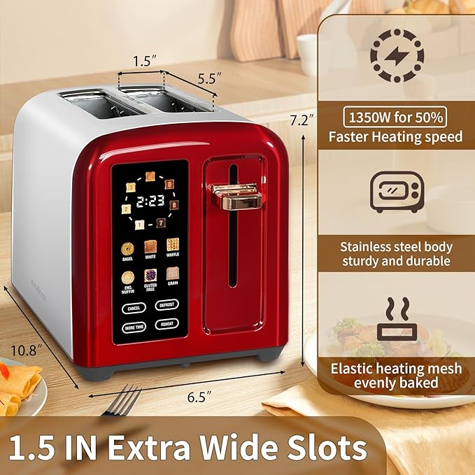 SEEDEEM 2-Slice Smart Toaster with Touchscreen and Fast Heating
