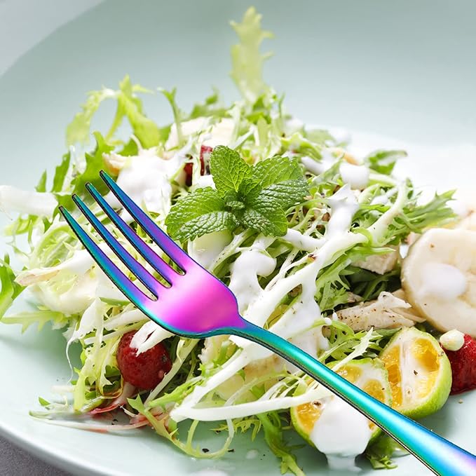 Rainbow Elegance 16-Piece Stainless Forks
