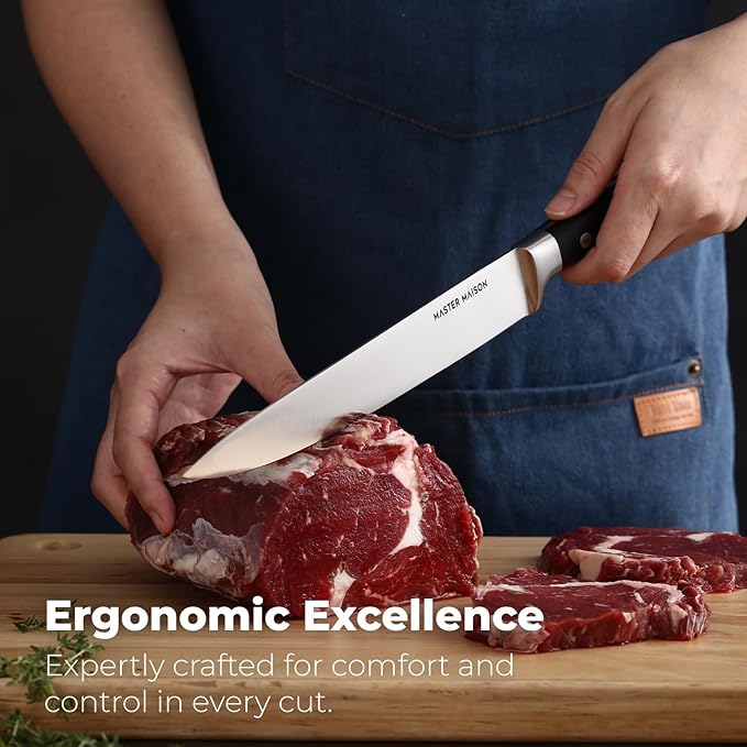 ChefMaster 7-Piece German Steel Knife Set with Block