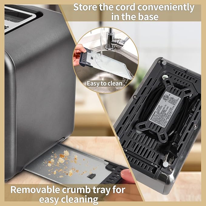 SEEDEEM Dual Slice LCD Toaster - Stainless Steel with Multi-Settings