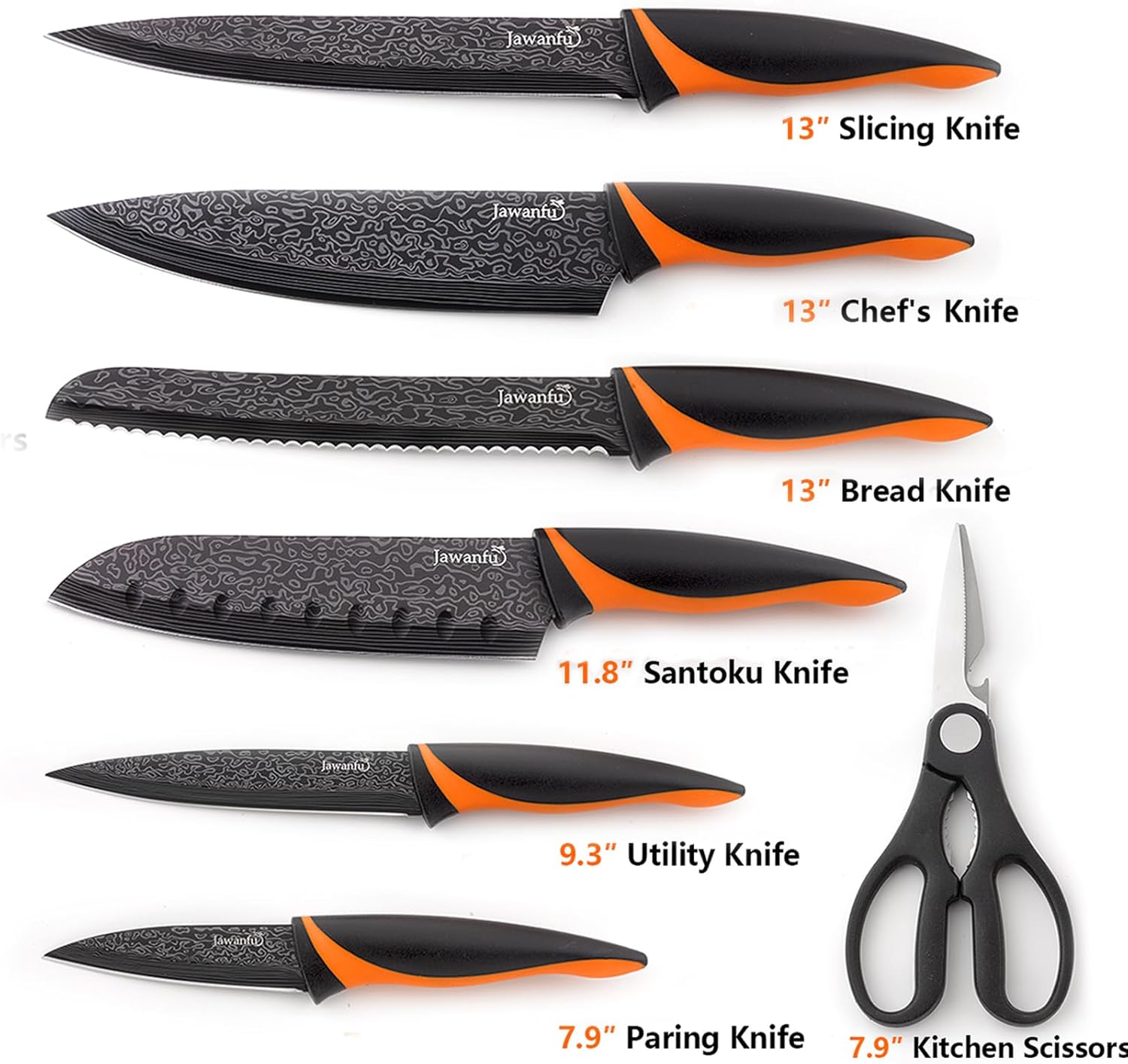 8-Piece Colorful Chef Knife Set with Universal Block