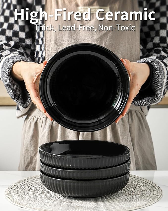 Hasense 4-Piece 30oz Porcelain Pasta Bowl Set