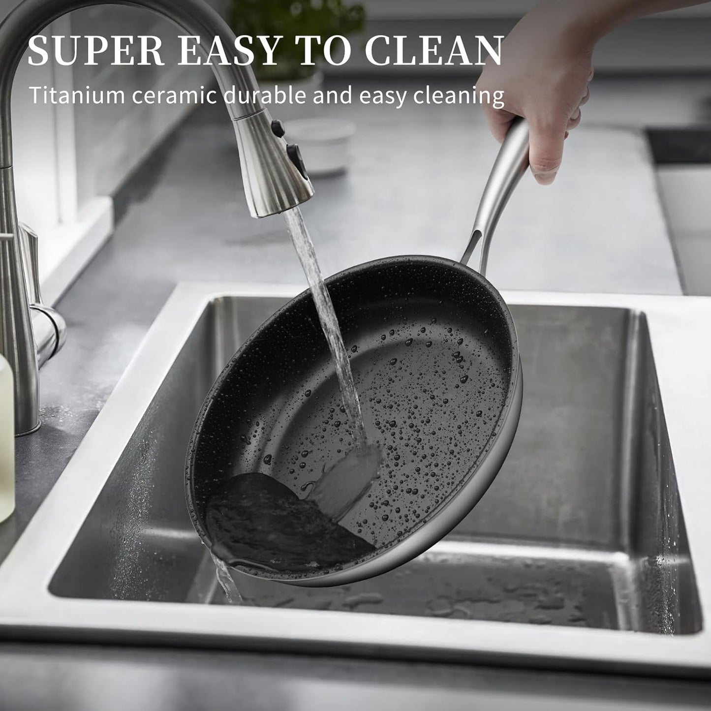 Titanium Ceramic Nonstick Skillet Set with Lids