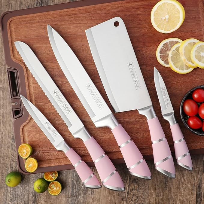 Pink Precision 9-Piece Knife Set with Stand