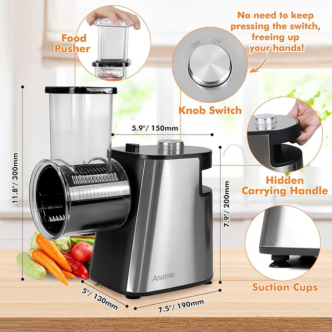 Anatole 5-in-1 Stainless Steel Electric Grater