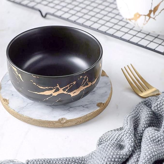 Gilded Marble 17OZ Cereal Bowl - Microwave Safe