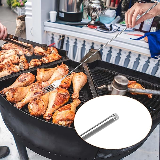 2Pcs Stainless Steel Telescopic Dining Forks 63cm