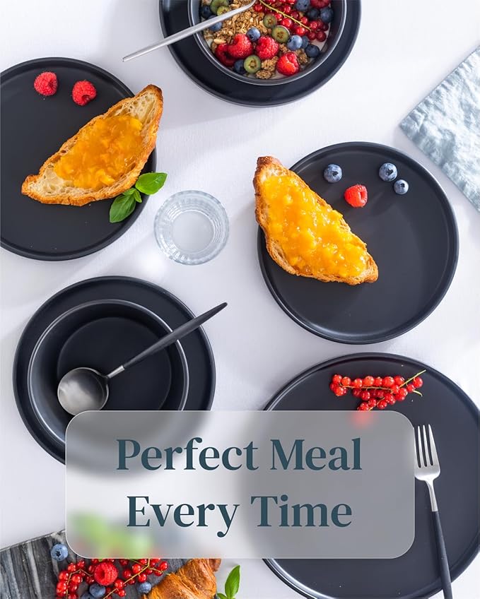 Jet Black 12-Piece Melamine Dinner Set for 4