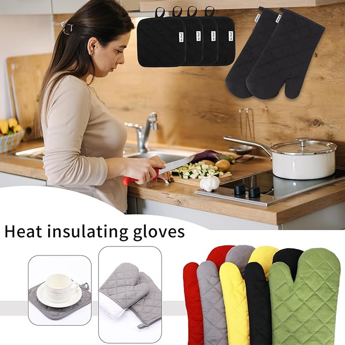 EcoHeat 6-Piece Oven Mitts & Pot Holders Set