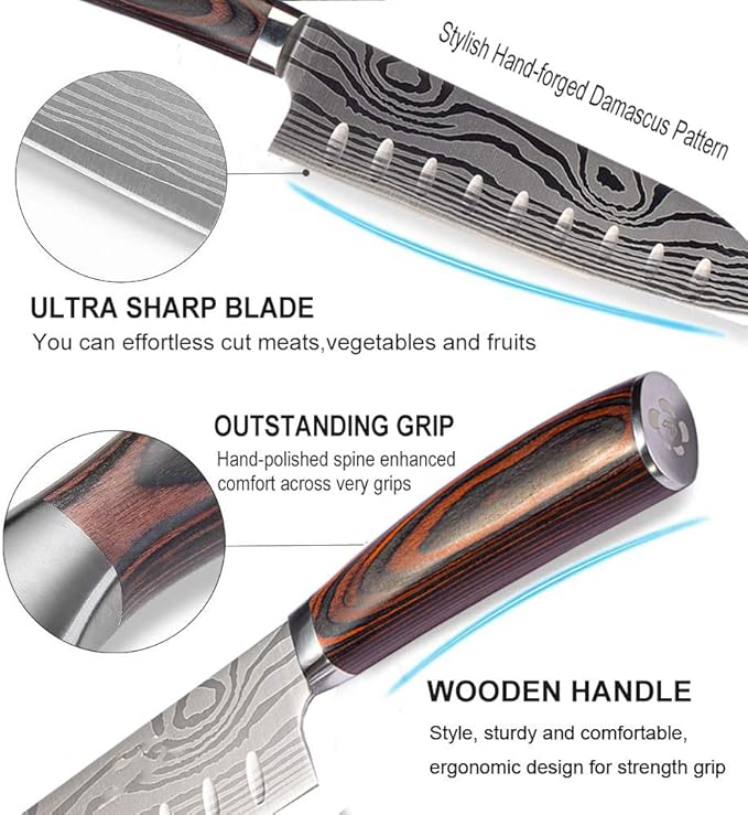 AIRENA Precision Santoku Chef Knife - 7" Japanese Stainless Steel