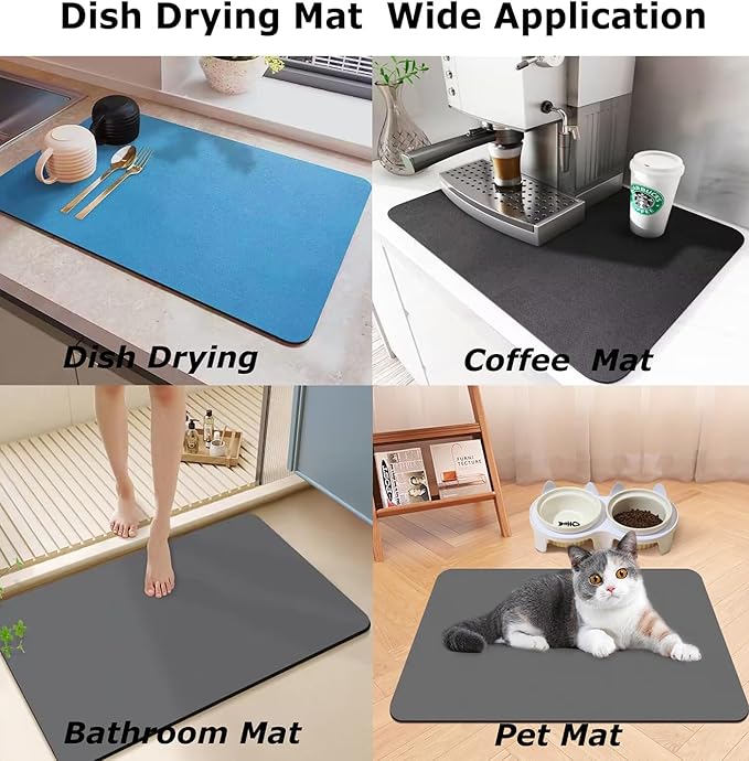 Quick-Dry Kitchen Counter Mat 12x19 (Black)