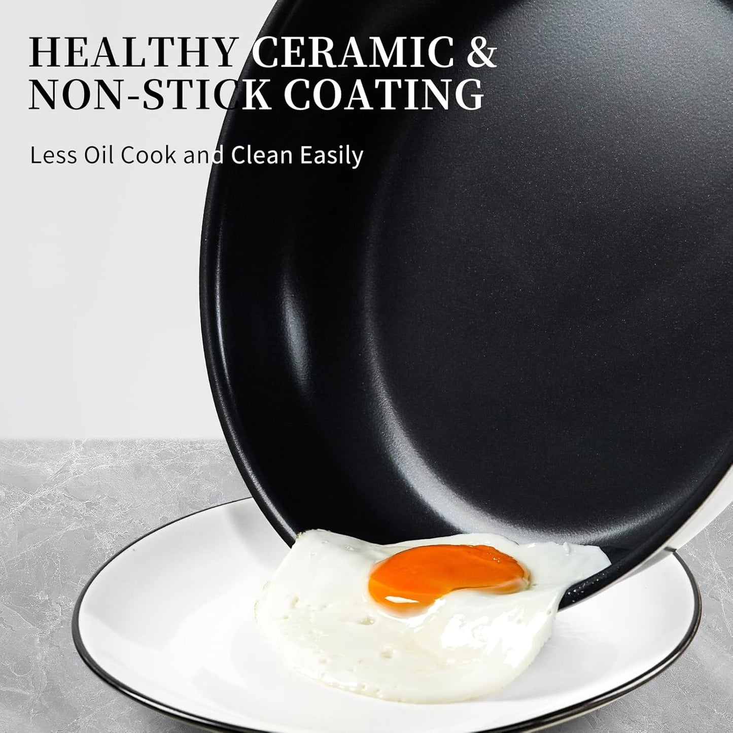 Titanium Ceramic Nonstick Skillet Set with Lids