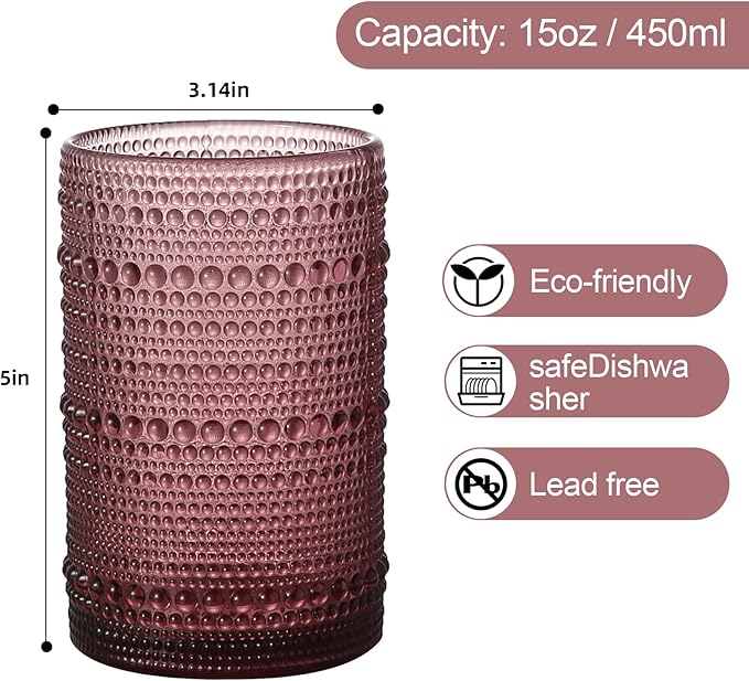 Vibrant Hobnail Glassware Set - 6pcs, 14.5oz