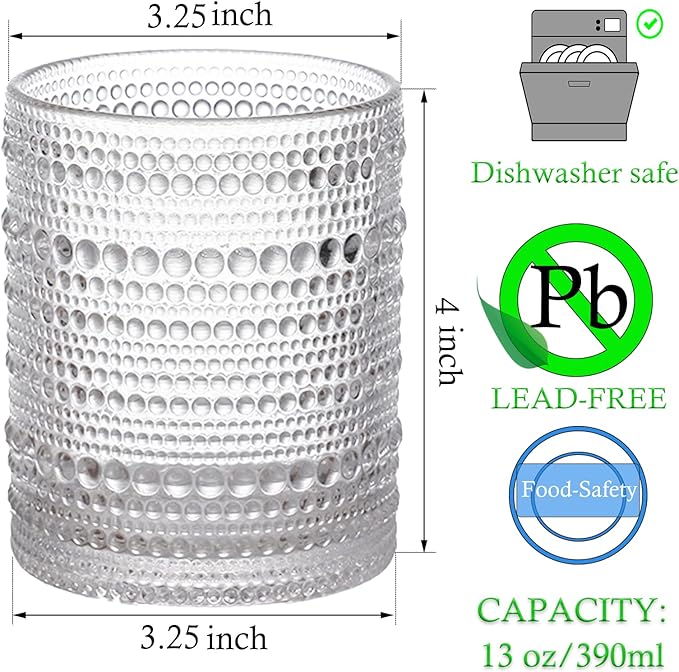 Vintage Hobnail 6-Piece Glass Set 13 oz