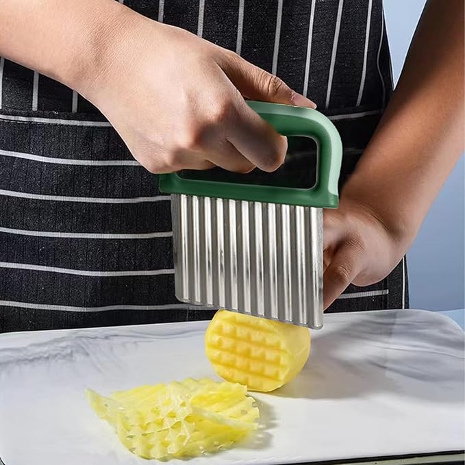 Stainless Crinkle Veggie Cutter - Wave Chopper with Handle