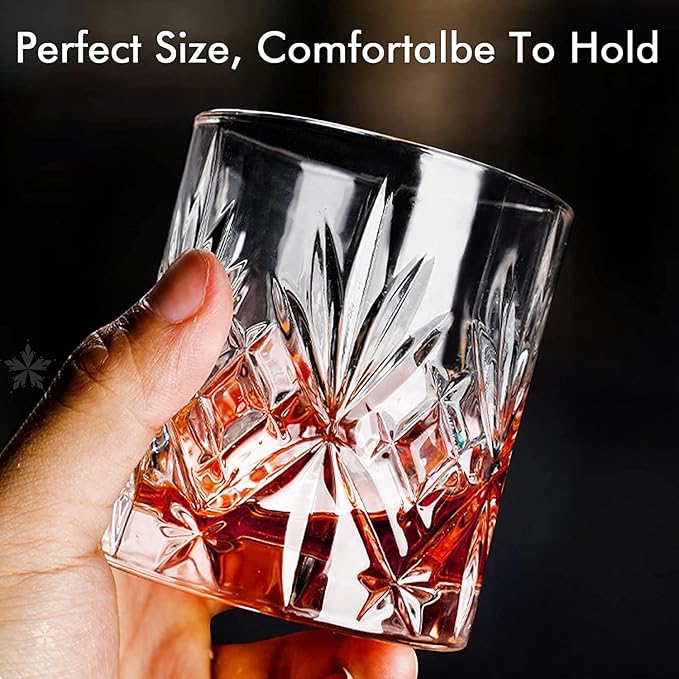Classic Whiskey Rocks Glasses Set for Men - 10 oz, 4-Pack with Gift Box