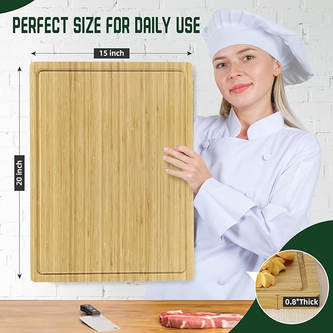 20-Inch Bamboo Carving Board with Juice Groove