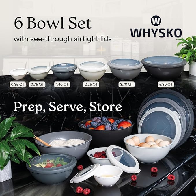 WHYSKO Colorful 12-Pc Prep & Serve Bowl Set