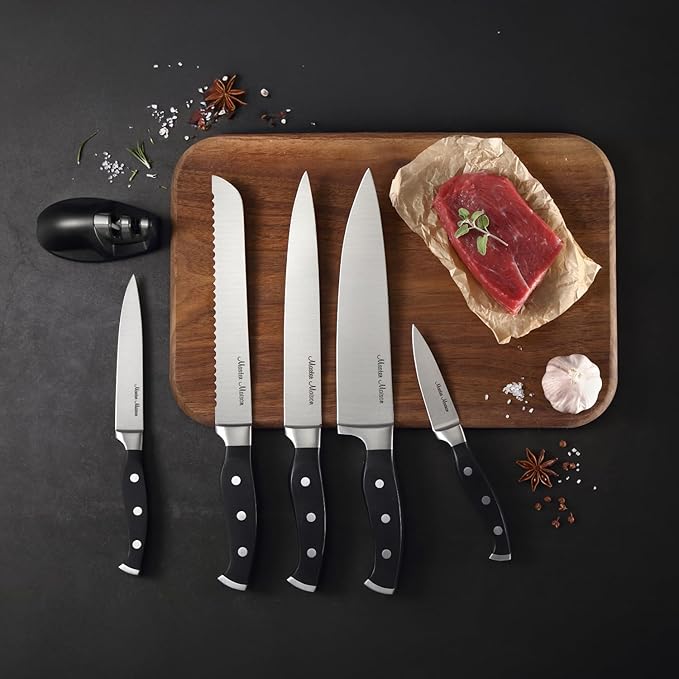 ChefMaster 7-Piece German Steel Knife Set with Block