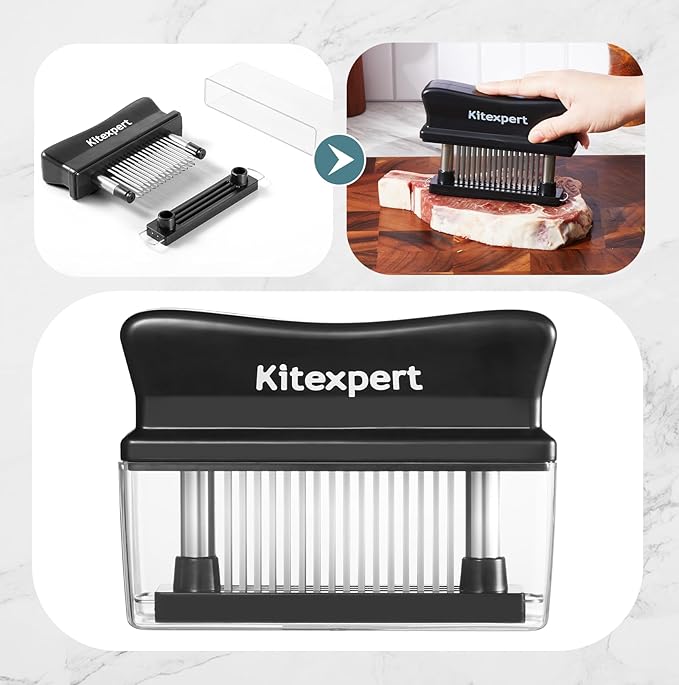 Kitexpert Meat Tenderizer 48 Ultra Sharp Blades Meat Tenderizer Tool with Stainless Steel Needle Detachable Base for Easy Cleaning Heavy Duty Tenderizer for Chicken Steak