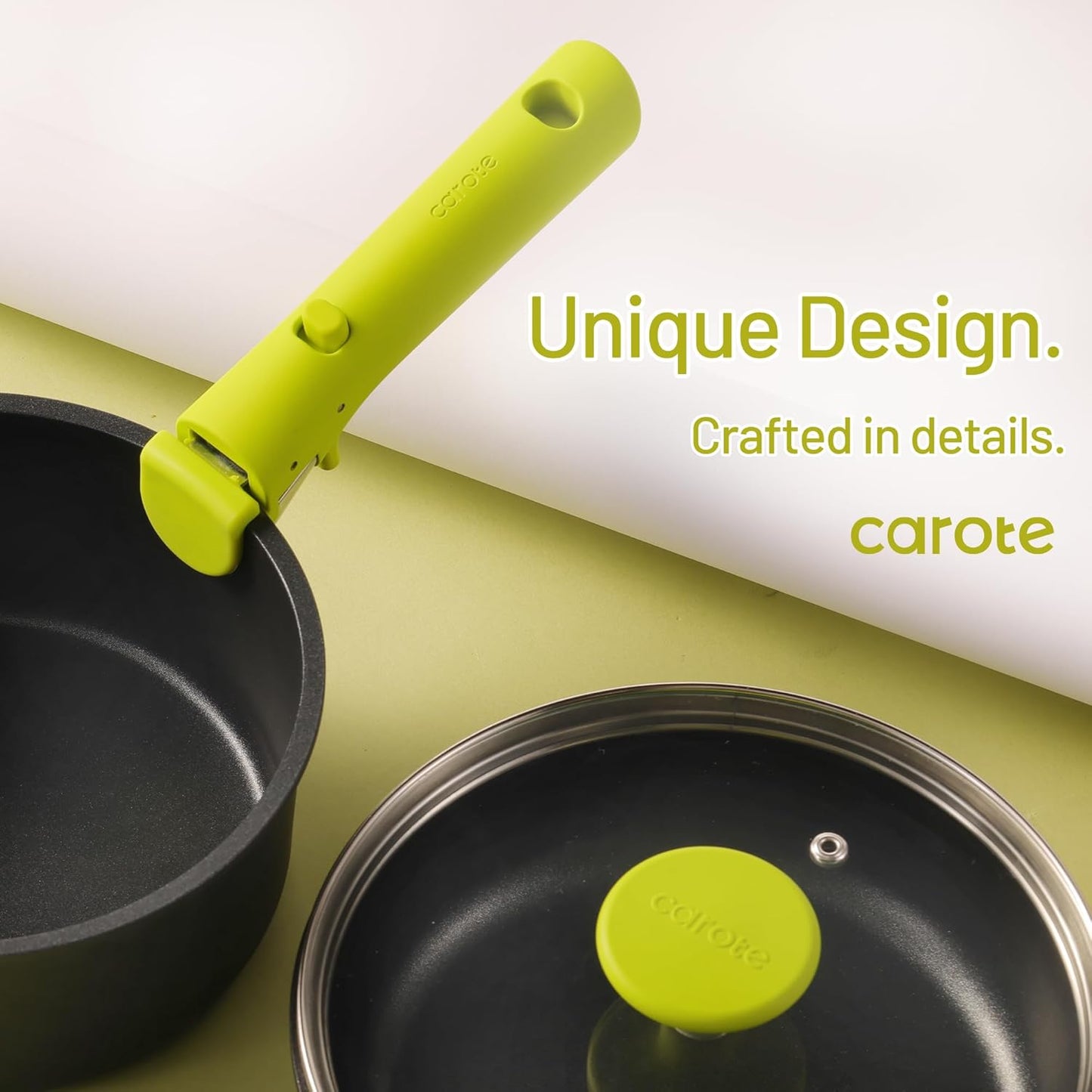 CAROTE 11pc Nonstick Cookware Set with Detachable Handles