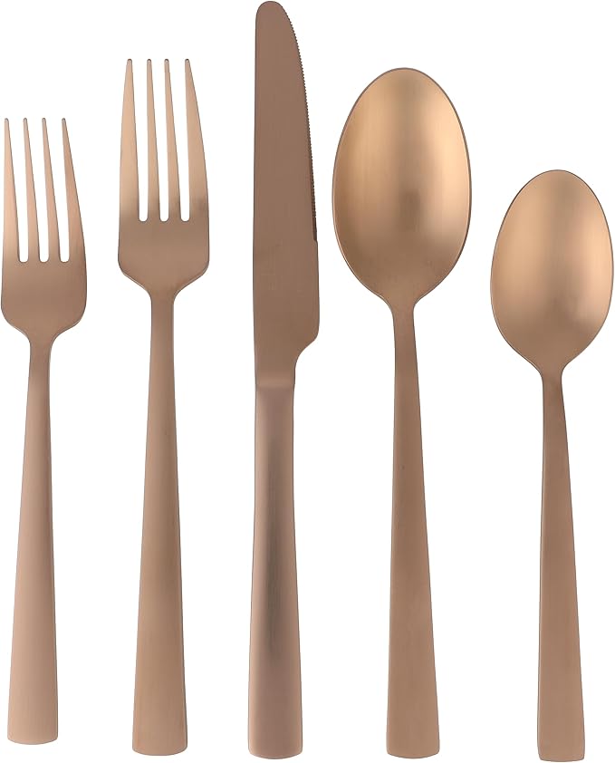 Gibson Elite 20-Pc Matte Rose Gold Flatware Set - Stainless Steel