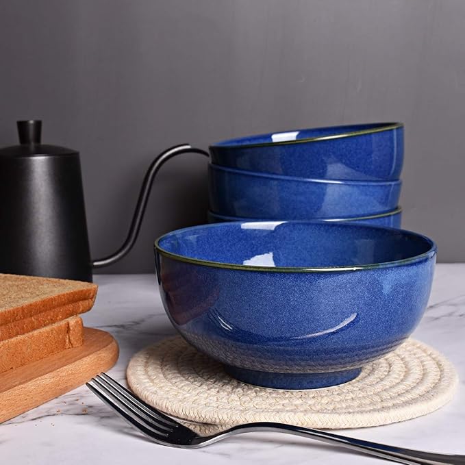 Bosmarlin Royal Blue Ceramic Bowls 24oz - Set of 4
