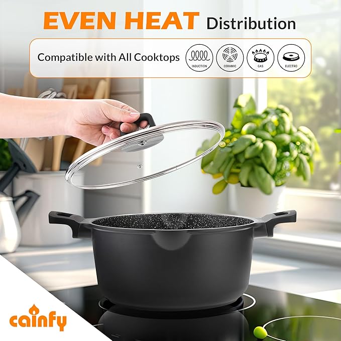 9.5'' Granite-Coated Non Stick Casserole Pot - Ergonomic Handle, Induction Ready