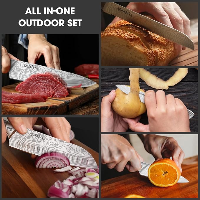 MOSFiATA 12-Piece Chef Knife Set with Storage Bag